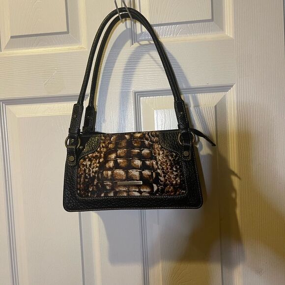 Coccinelle leather pony hair brown & beige shoulder bag with brown trim & strap - Picture 2 of 13